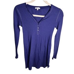 GapBody Henley Thermal Top Purple Waffle Knit Long Sleeve Shirt Size S
